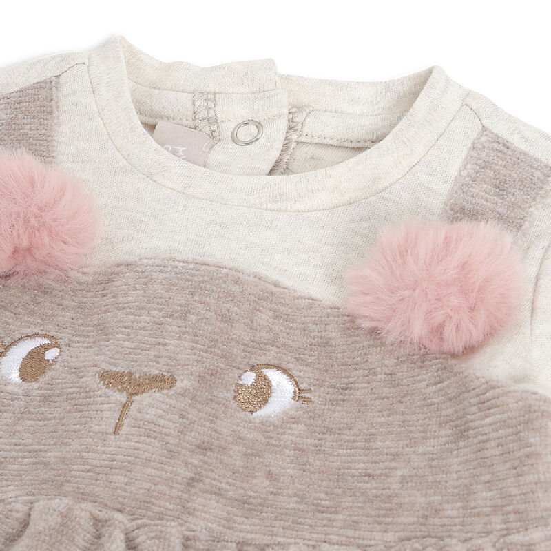 Girls Light Natural Embellished Leg Opening Babysuit image number 2